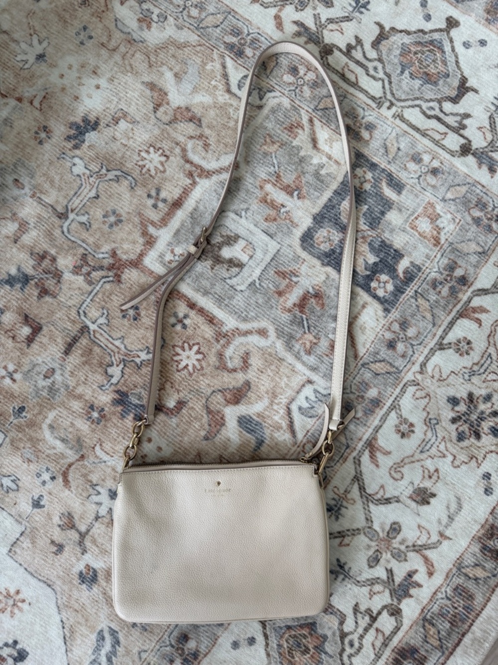 kate spade Pebbled Leather Crossbody in Light Beige